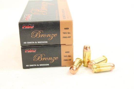 Two boxes of Bronze 40 S&W 165 gr FMJ-FP. Count 100.