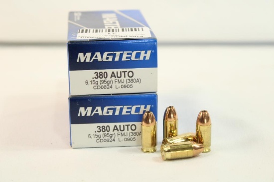 Two boxes of MagTech 380 auto 95 gr JHP. Count 100.