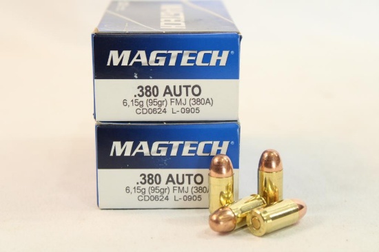 Two boxes of MagTech 380 auto 95 gr JHP. Count 100.