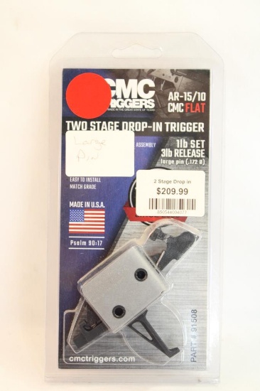 One CMC two stage drop-in AR-15 large pin trigger. In package.