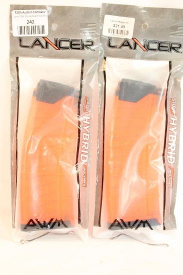 Two Lancer 30 round AR-15 magazines. In packages.