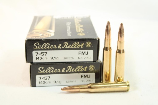 Two boxes of Sellier & Bellot 7x57, 140 gr FMJ. Count 40.