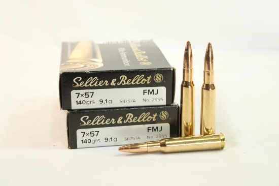 Two boxes of Sellier & Bellot 7x57, 140 gr FMJ. Count 40.