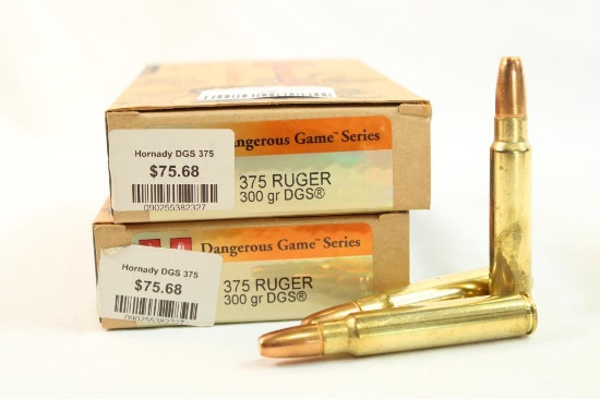 Two boxes of Hornady 375 Ruger 300 gr DGS. Count 40.