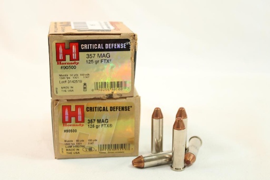 Two boxes of Hornady 357 Mag Critical Defense 125 gr FTX. Count 50.