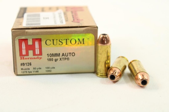 One box of Hornady 10mm auto 180 gr XTP. Count 20.