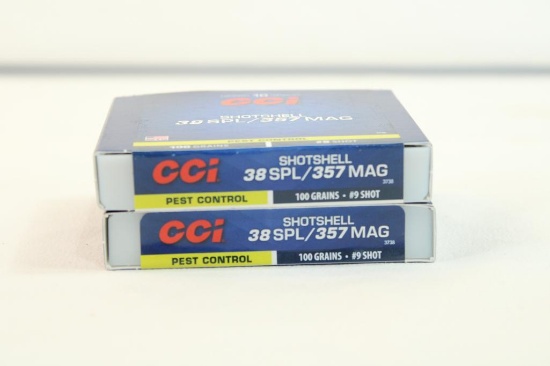 Two boxes of CCI 38 SPL/357 shotshells #9 shot. Count 20.