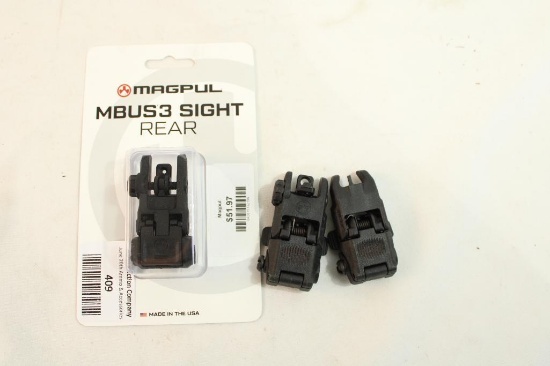 Three flip-up rail mount open sights.