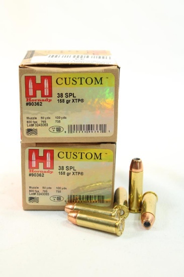 Two boxes of Hornady 38 Spl 158 gr XTP. Count 50.