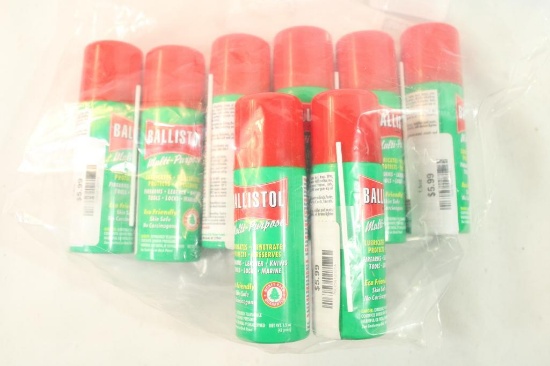 Eight 1.5 oz spray cans of Ballistol Multi-purpose lubricant.