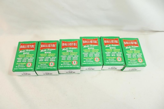 Six boxes of Ballistol multi purpose wipes.