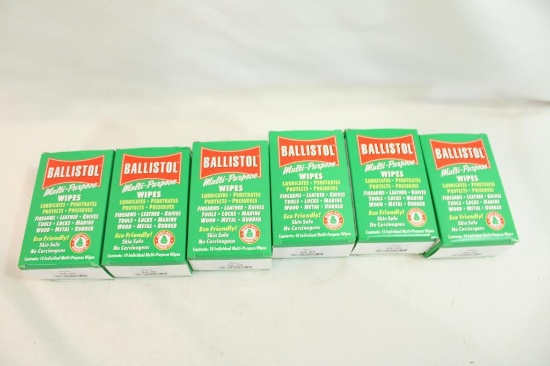 Six boxes of Ballistol multi purpose wipes.