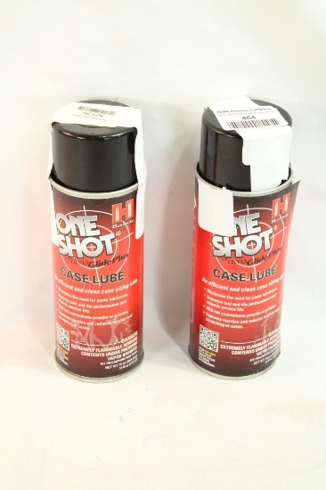 Two cans of Hornady One Shot case lube.