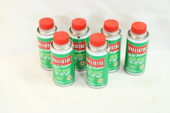 Six 4 oz cans of Ballistol lube oil.