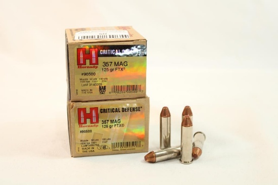Two boxes of Hornady 357 Mag Critical Defense 125 gr FTX. Count 50.