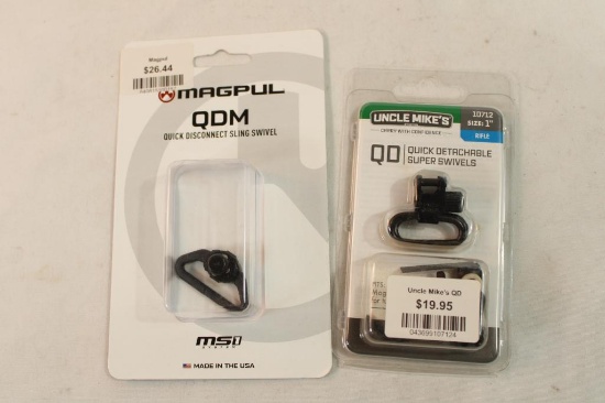 Two quick detach sling swivels, one Uncle Mike's and one Magpul. New in pkgs