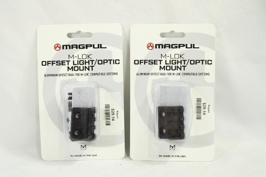 Two Magpul M-lok aluminum offset rails for light/optic mounts, new in pkgs