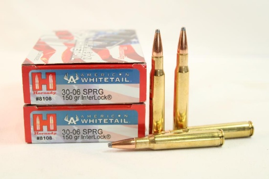 Two boxes of Hornady Whitetail 30-06, 150 gr Interlock. Count 40.