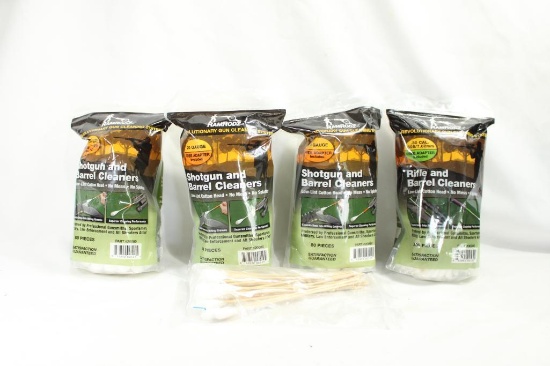 Four bags of RamRodz barrel cleaners for shotguns and rifles, new in pkg and one opened bag