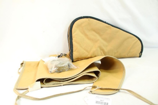 Vinyl rifle bag, padded handgun case and woven belt