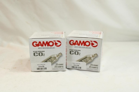 Two boxes of Gamo premium CO2 cartridges, 50 count total