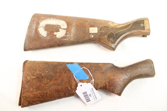 Two wood buttstocks, one for Ithaca Model 37