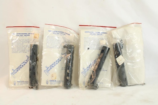 Four ventilated barrel shrouds, 2 for Ruger 10/22 and 2 for Ruger mini-14, new in pkgs