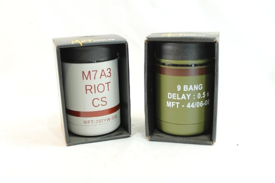 Two stainless steel can coolers, new in boxes