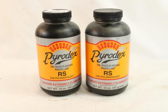 Two containers of Hodgdon Pyrodex muzzleloading propellant RS, WILL NOT SHIP Local pickup only