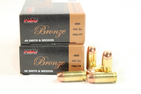 Two boxes of Bronze 40 S&W 165 gr FMJ-FP. Count 100.