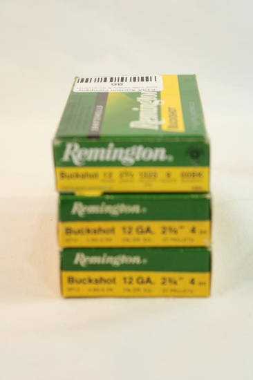 Three boxes of Remington 12 ga. One 00 Bk and two #4 bk. Count 15.