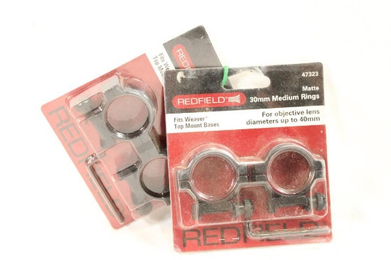 Two sets of Redfield 30MM medium rings for use with weaver top mount bases