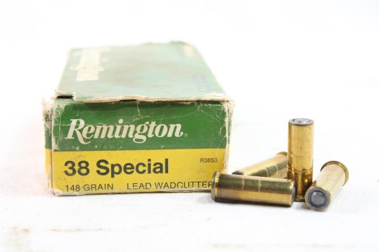 Box of Remington 38 Special 148 gr lead wadcutter, 50 count