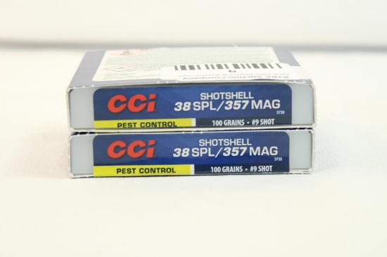 Two boxes of CCI 38 SPL/357 shotshells #9 shot. Count 20.