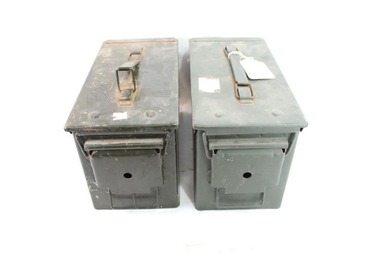 Two metal ammo cans
