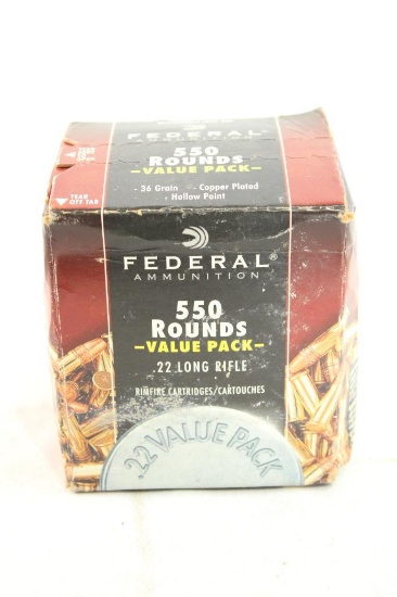 Box of Federal 22LR 36 gr, 550 count