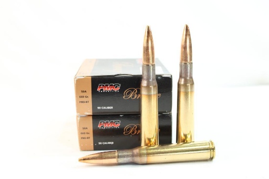 Two boxes of PMC Bronze 50 cal 660 gr FMJBT. Count 20.