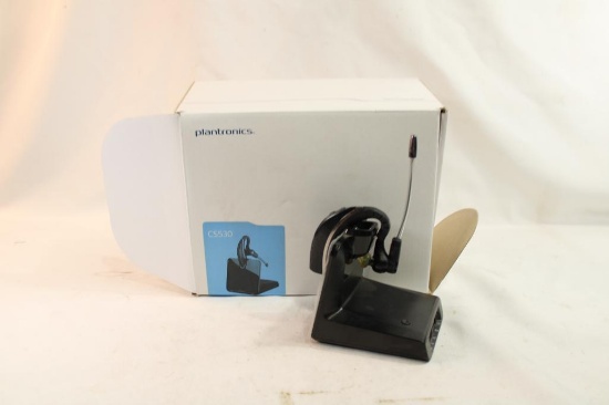Plantronics wireless office headset system with charger in box, used