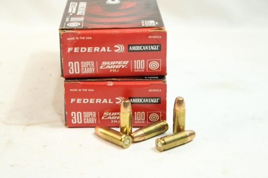 Two boxes of Federal 30 Super Carry 100 gr, 100 count total