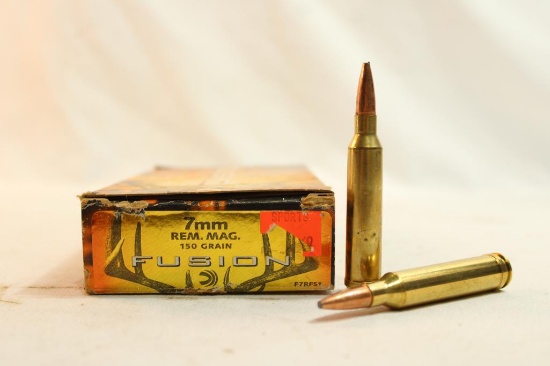 Partial box of Fusion 7MM Rem Mag 150 gr, 19 count