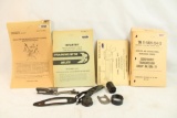 Four books, infantry field guides etc, and bag of miscellaneous gun parts