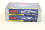 Two boxes of CCI 38 SPL/357 shotshells #9 shot. Count 20.