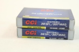 Two boxes of CCI 38 SPL/357 shotshells #9 shot. Count 20.