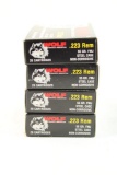 Four boxes of Wolf 223 Rem 55 gr FMJ. Count 80