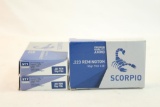 Three boxes of Scorpio 223 Rem 55 gr FMJ. Count 60.