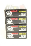 Four boxes of Wolf 223 Rem 55 gr FMJ. Count 80