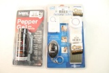 One Sabre home security door alarm and Sabre pepper gel spray. In packages.