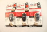 Three Mace keychain personal protection alarms, in packages.