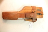 Mauser Broomhandle wood stock with accessories and leather holster.