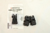 Three flip-up rail mount open sights.